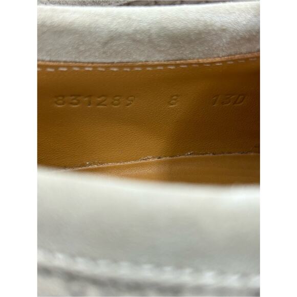 Gucci Men\'s oatmeal Suede GG Logo Penny Loafers size 8 made in Italy